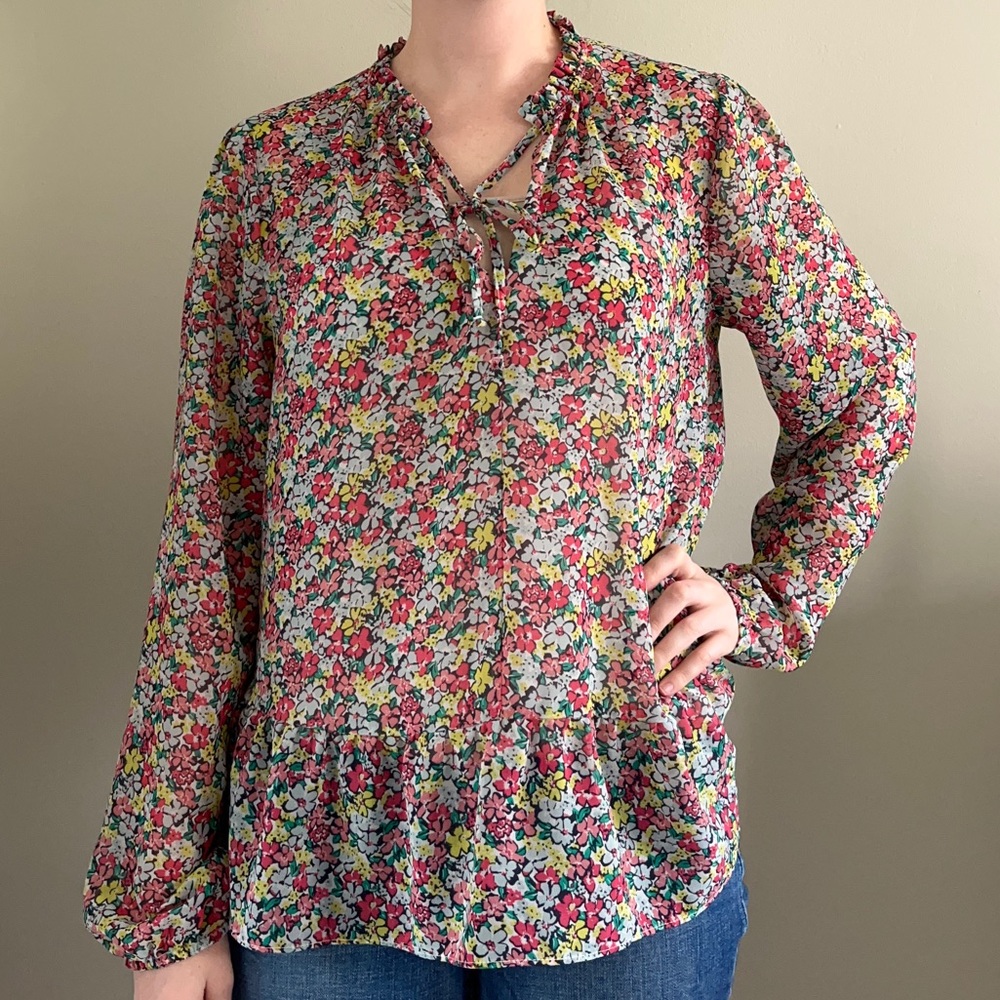 Gap Sheer Floral Blouse, size large (fits like medium)